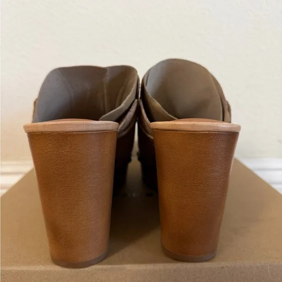 Lucky Brand Tan Clog Heels Dusty Sand Essex Croco Leather NWT Size 11M - Picture 4 of 9